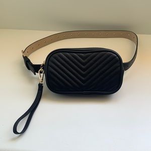 Steve Madden black belted fanny pack